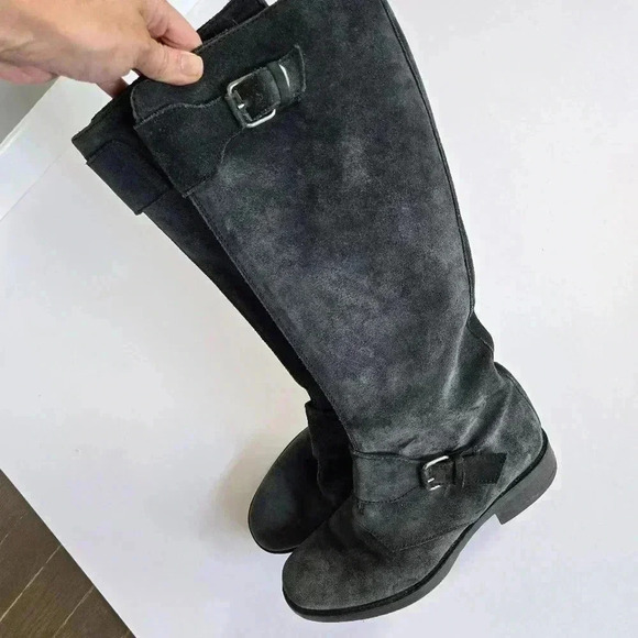 J.Crew Moto Biker Buckle Motorcycle Black Suede Leather Boots size 6 - Picture 11 of 15